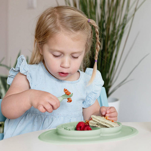 EZPZ Komplet naczyń silikonowych Mini Feeding Set pastelowa zieleń