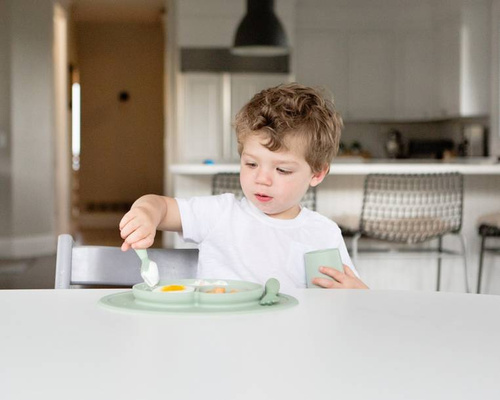 EZPZ Komplet naczyń silikonowych Mini Feeding Set pastelowa zieleń