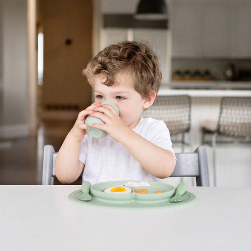 EZPZ Komplet naczyń silikonowych Mini Feeding Set pastelowa zieleń