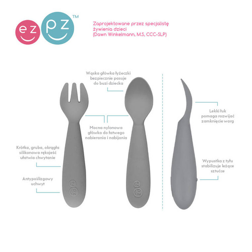 EZPZ Komplet naczyń silikonowych Mini Feeding Set szary