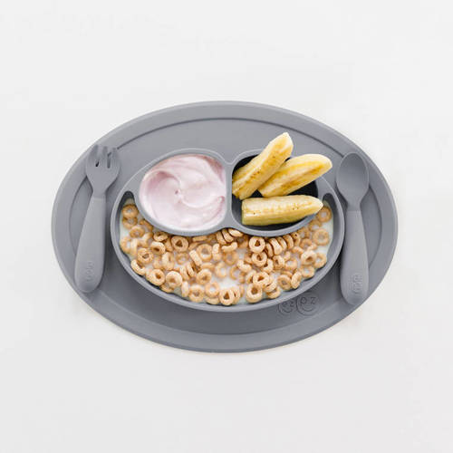 EZPZ Komplet naczyń silikonowych Mini Feeding Set szary