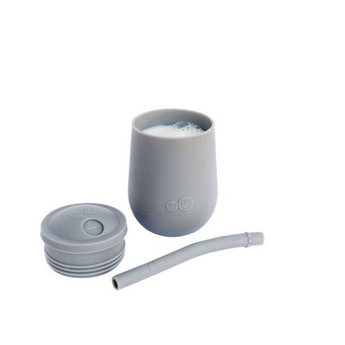 EZPZ Silikonowy kubeczek ze słomką Mini Cup + Straw Training System 120 ml szary